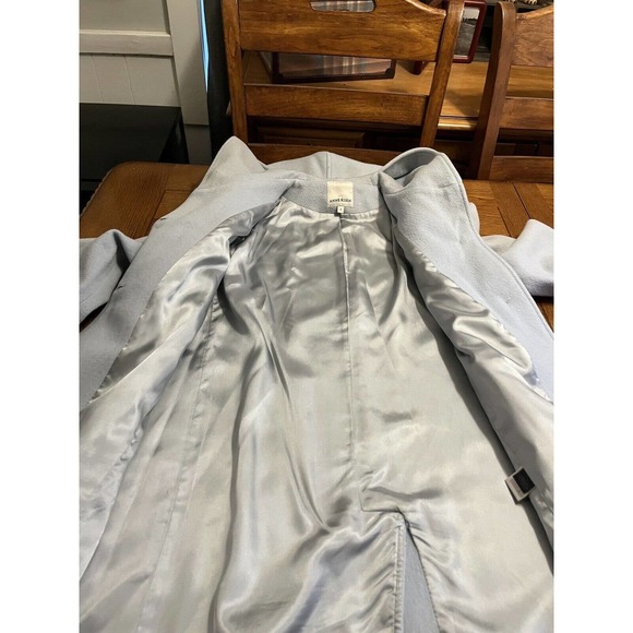 Anne Klein Mid-length Peacoat Baby Blue-Gray Wool Hidden Buttons Size 6 - Picture 9 of 16